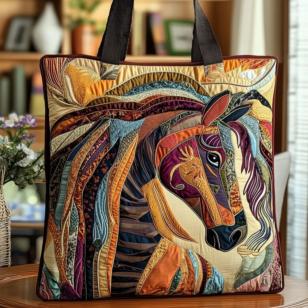Artisanal Tote Bag - Colorful Mosaic Horse