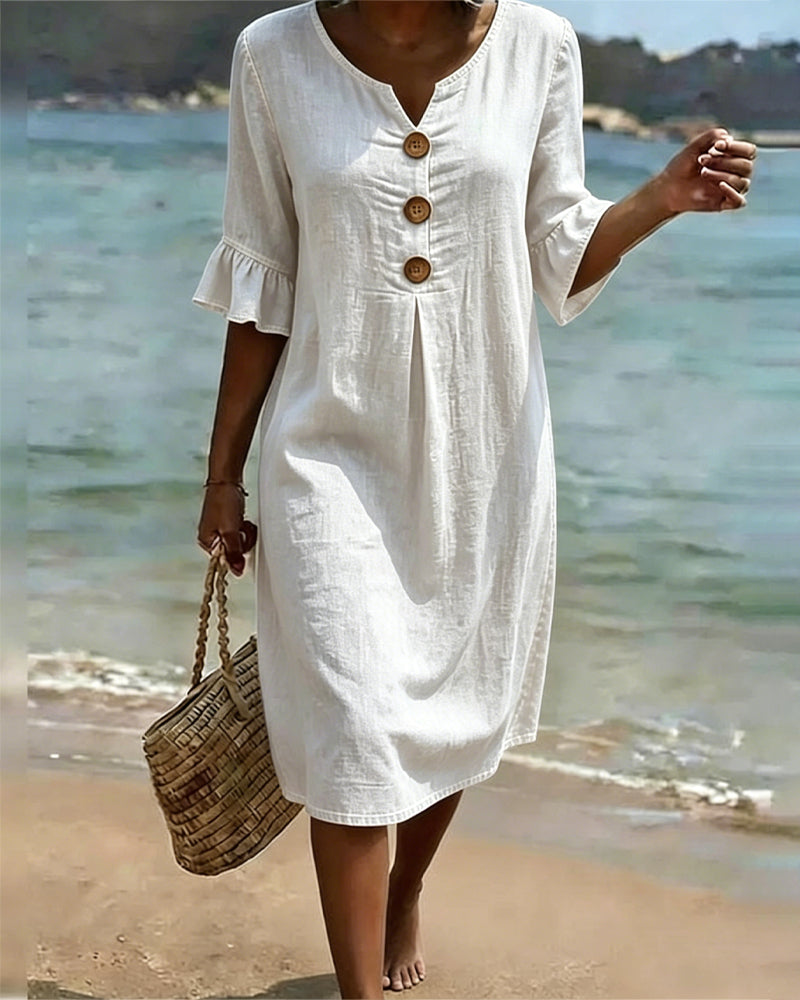 Lea | Robe Lotus Feuille Manches Jeans