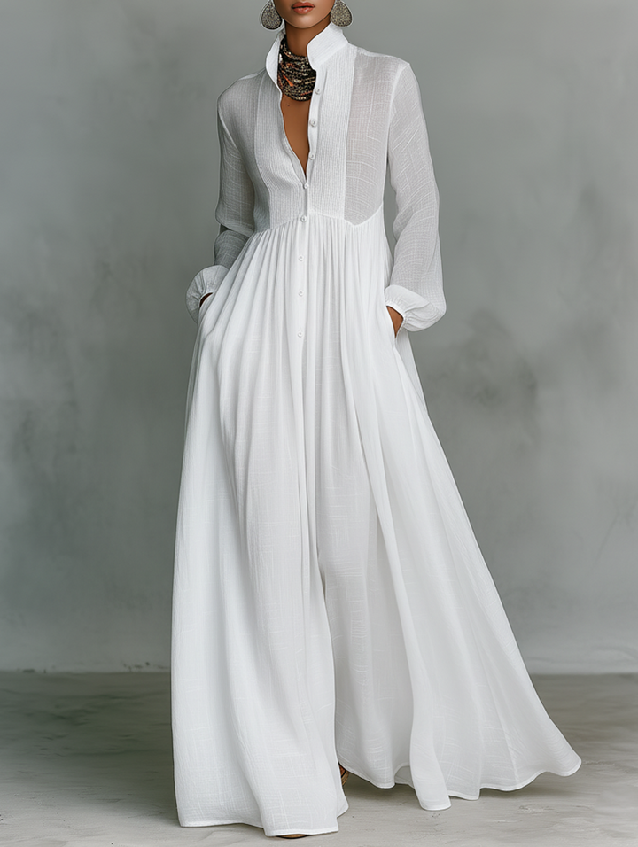 Selena | Robe Maxi à Boutons Fluides