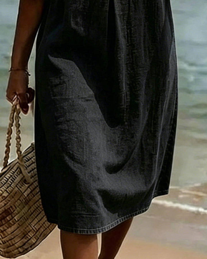 Lea | Robe Lotus Feuille Manches Jeans