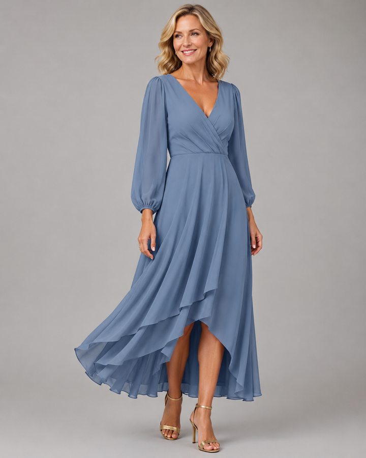 Mia™ | Elegant V-Neck Long Dress