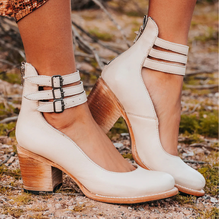 Sienna | Triple-Buckle Leather Heel