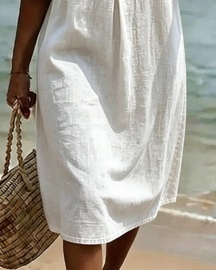 Lea | Robe Lotus Feuille Manches Jeans