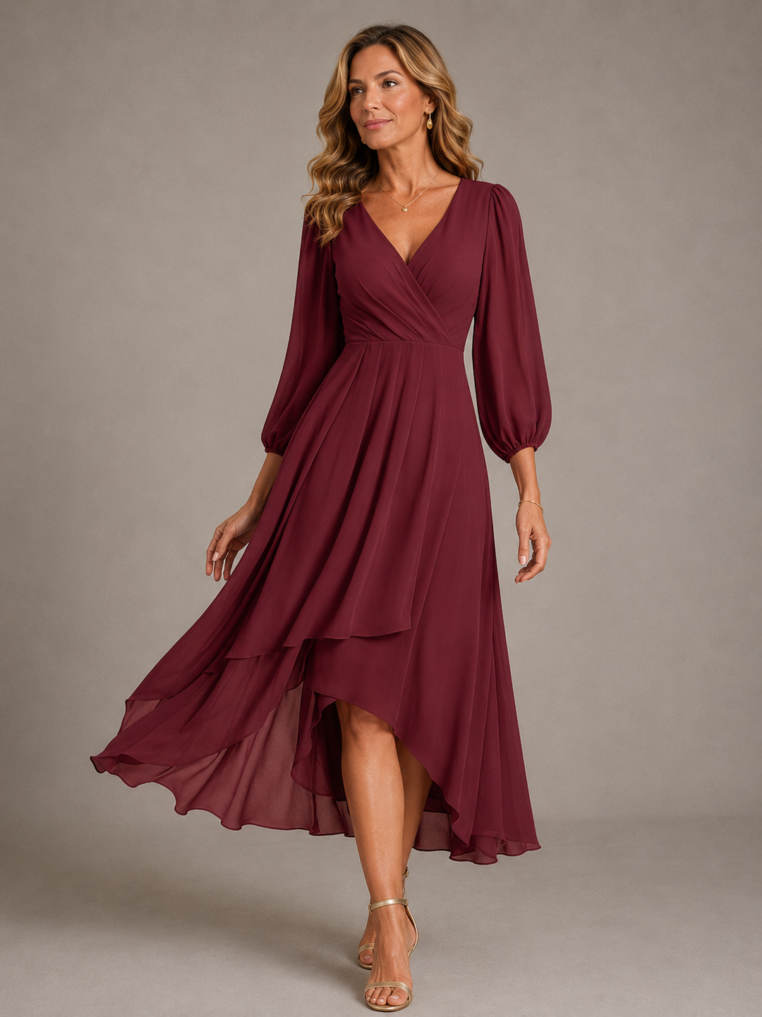 Mia™ | Elegant V-Neck Long Dress