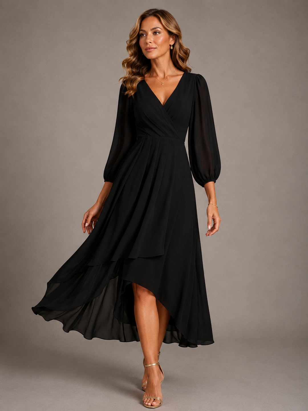 Mia™ | Elegant V-Neck Long Dress
