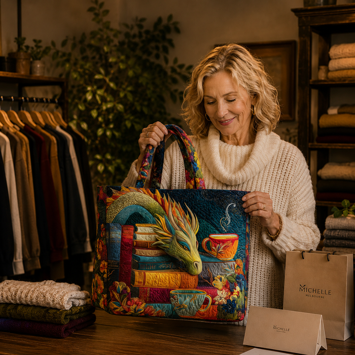 Artisan Bag - Dragon Reader with Books and Mugs