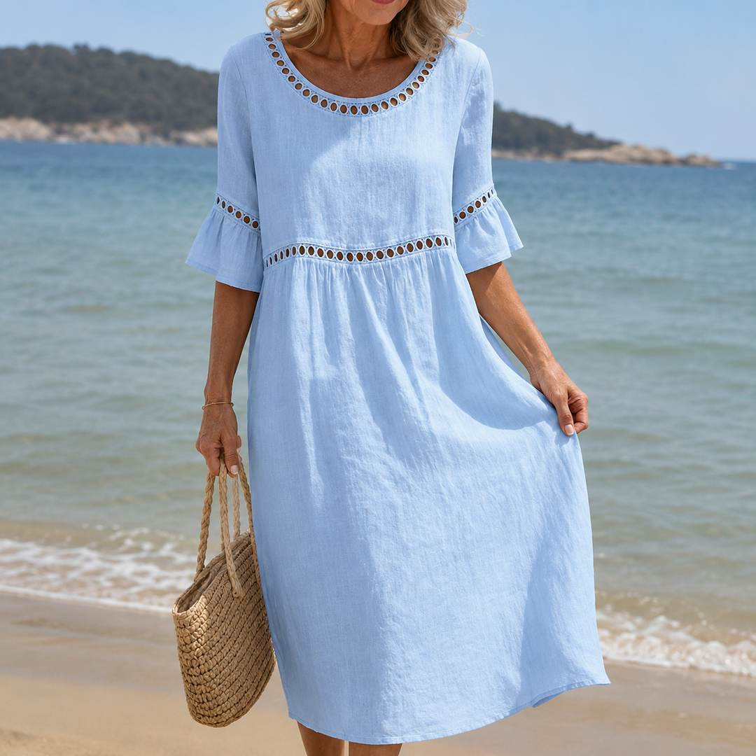 Helen | Long Linen Dress with Tummy Control