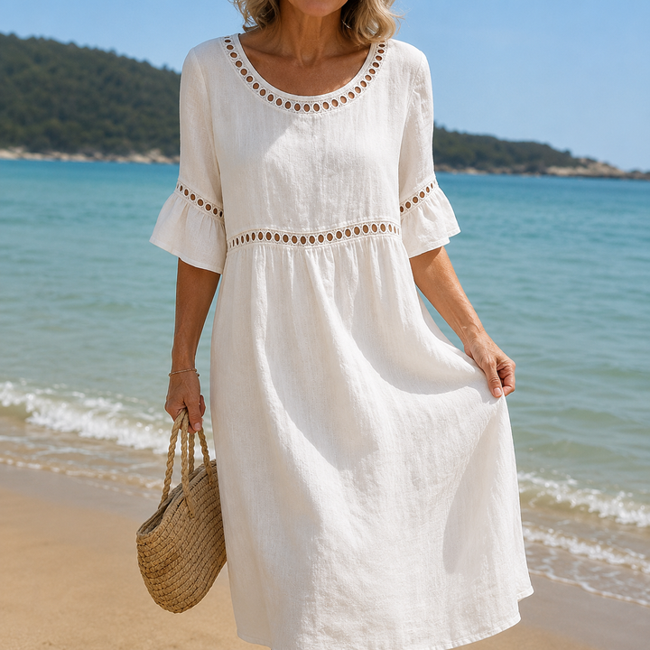 Helen | Long Linen Dress with Tummy Control