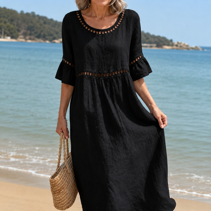 Helen | Long Linen Dress with Tummy Control
