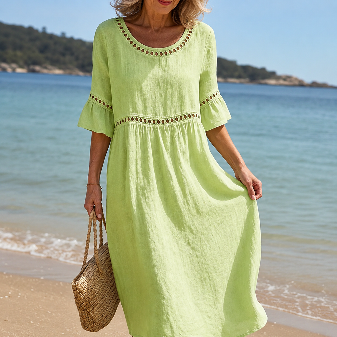 Helen | Long Linen Dress with Tummy Control