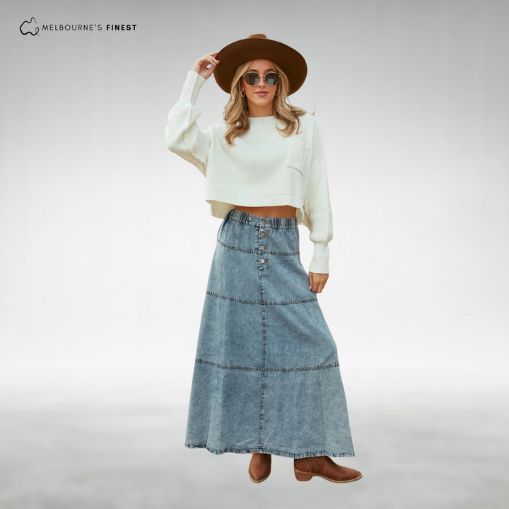 Ella™ Boho Maxi Denim Skirt