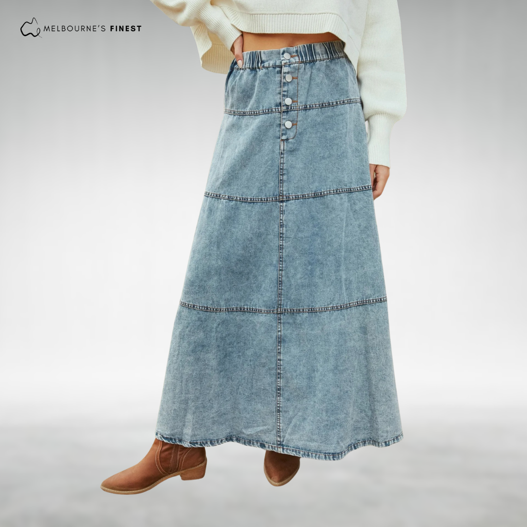 Ella™ Boho Maxi Denim Skirt