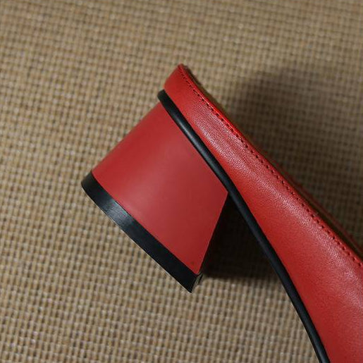 Emy | Genuine Leather Square Toe Mule Heels