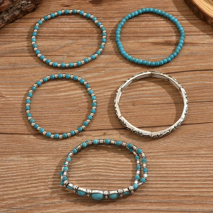 Set with Bohemian Turquoise Bead Bracelet