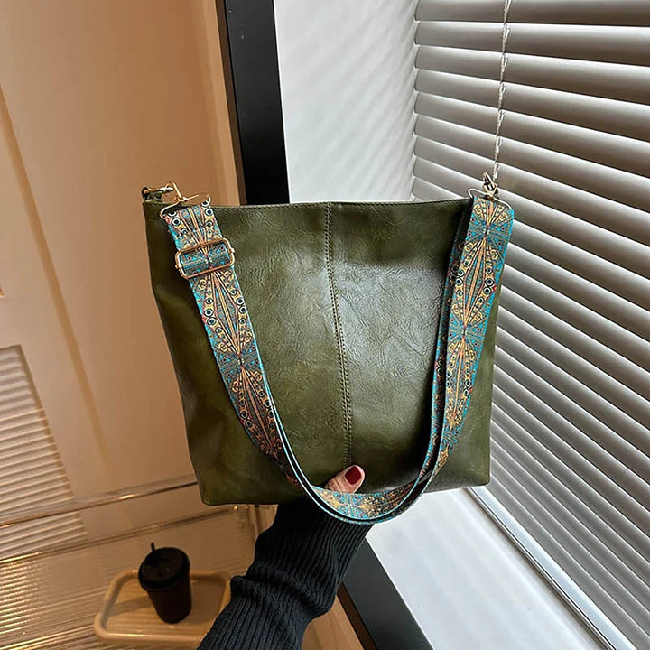 Women's Vintage Bucket Shoulder Bag – PU Leather