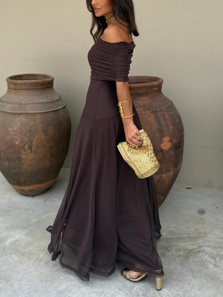 Sofia | Off Shoulder Chiffon Maxi Dress