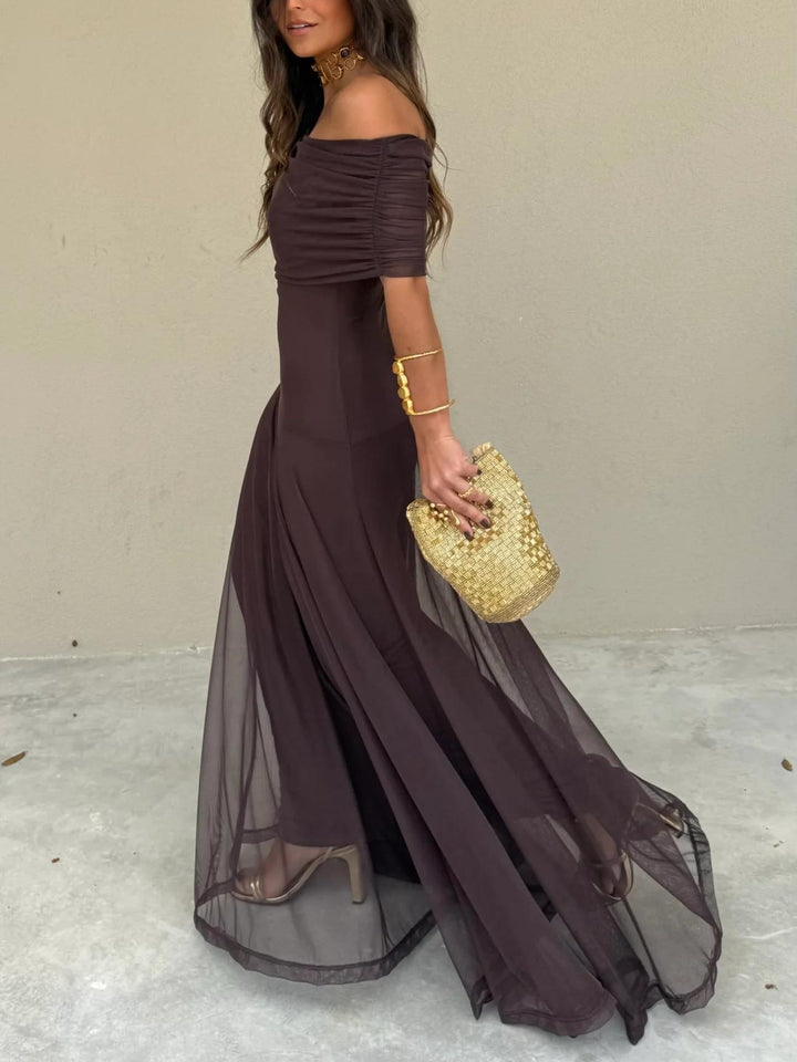 Sofia | Off Shoulder Chiffon Maxi Dress