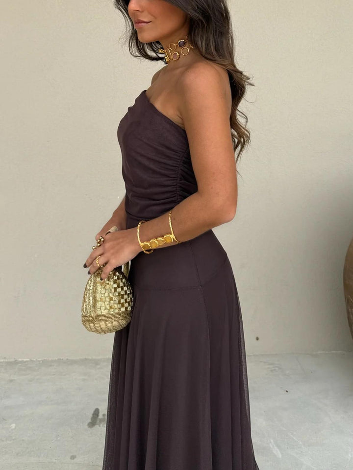 Sofia | Off Shoulder Chiffon Maxi Dress