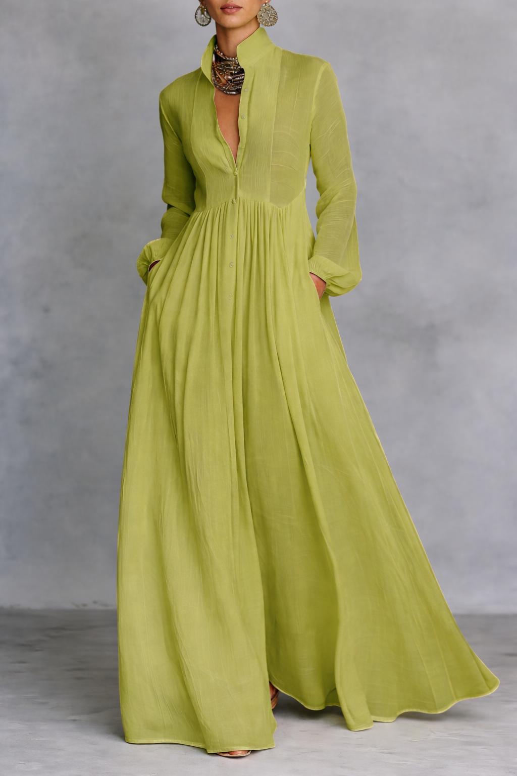 Selena | Robe Maxi à Boutons Fluides