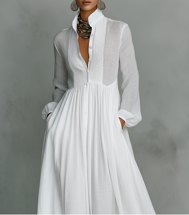Selena | Robe Maxi à Boutons Fluides