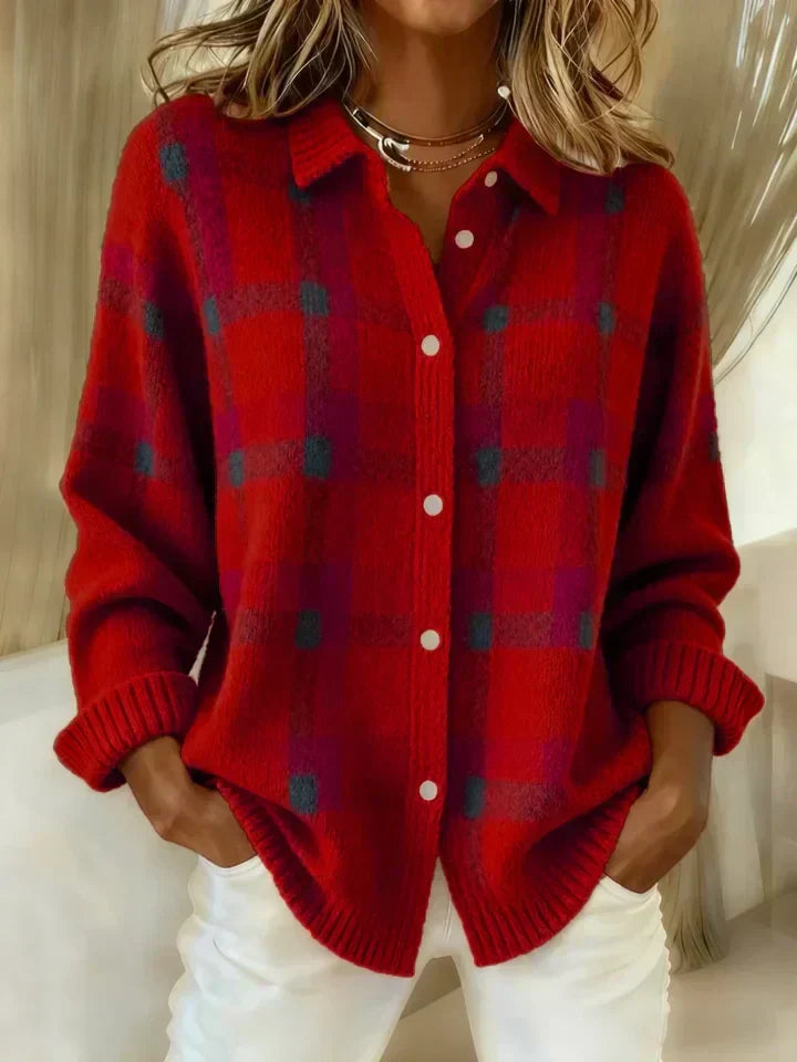 Cait | Retro Contrast Plaid Sweater