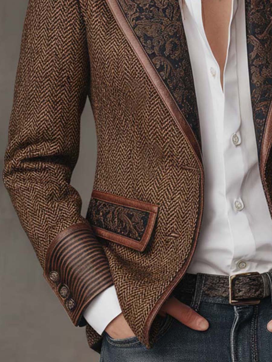 Women's Herringbone Printed Panel Blazer