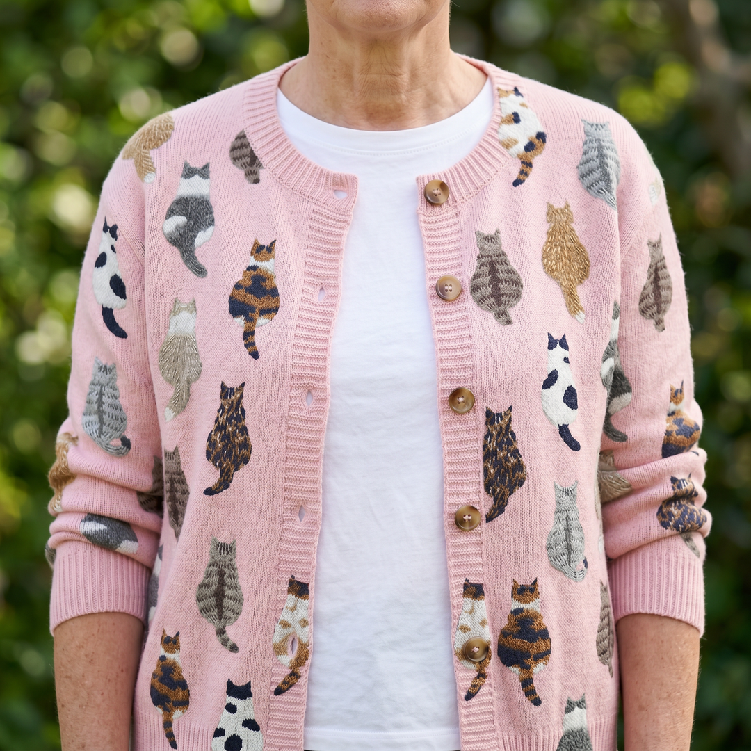 Bramley | Cat Print Knit Cardigan