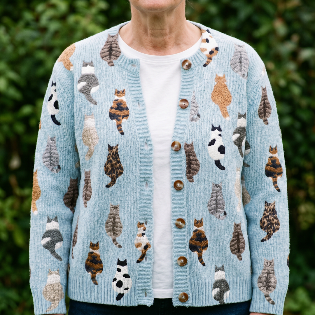 Bramley | Cat Print Knit Cardigan